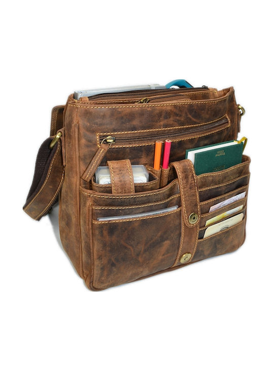 Geantă bărbătească de umăr / crossbody din piele maro