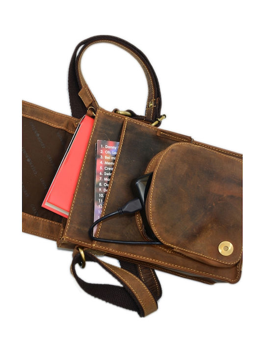 Geantă bărbătească de umăr / crossbody din piele maro