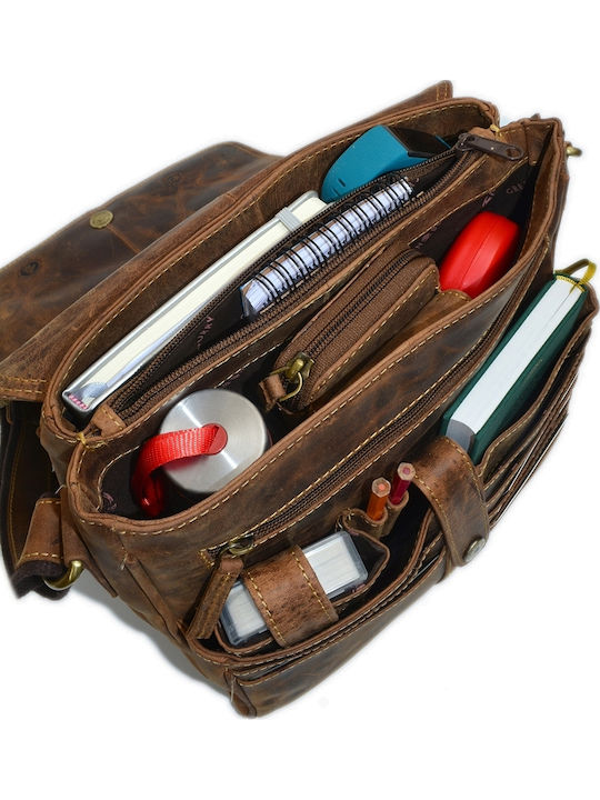 Geantă bărbătească de umăr / crossbody din piele maro