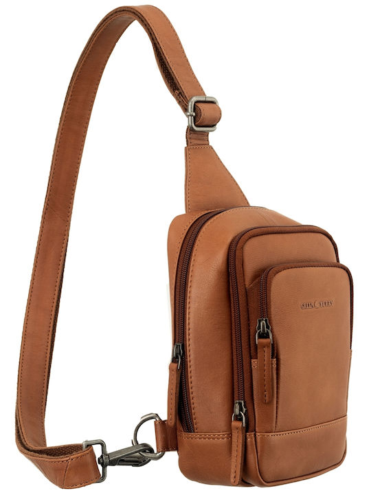 Geantă Bărbătească de Umăr / Tip Crossbody din Piele Maro