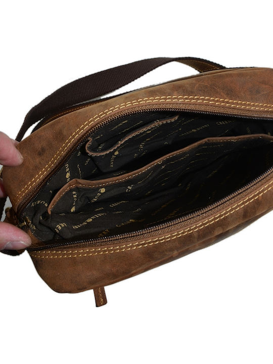 Geantă bărbătească de umăr / tip crossbody din piele maro