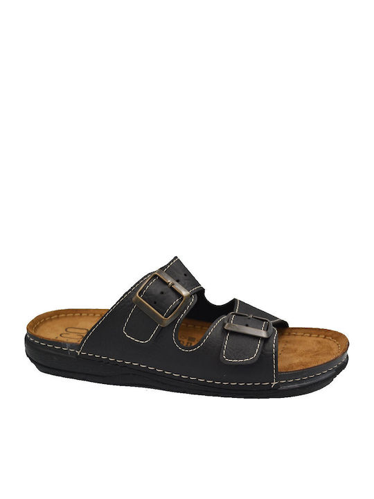 Leder Herrensandalen in Schwarz Farbe