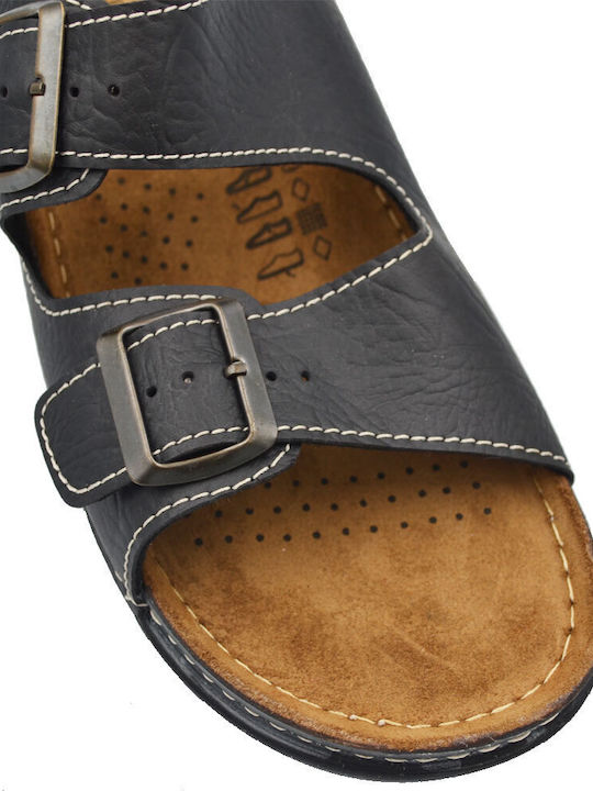 Leder Herrensandalen in Schwarz Farbe