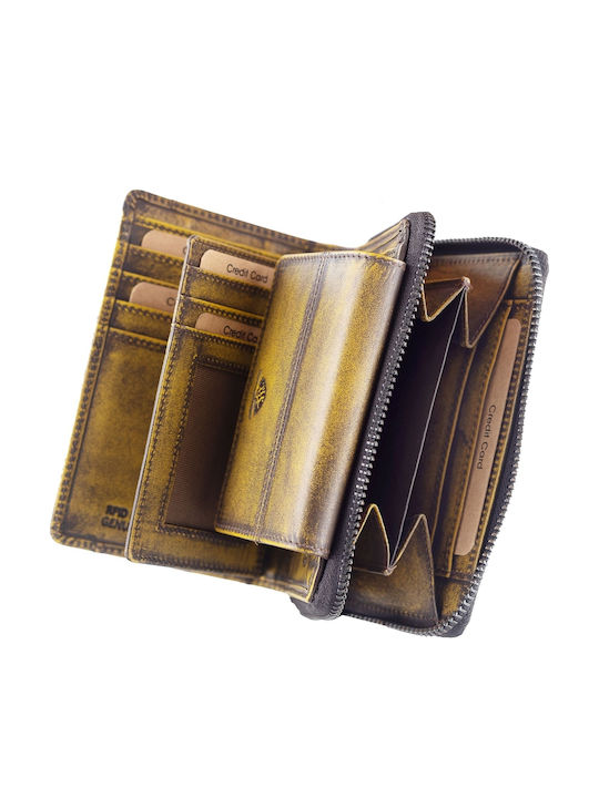 Kleines Leder Damenbrieftasche Gelbe