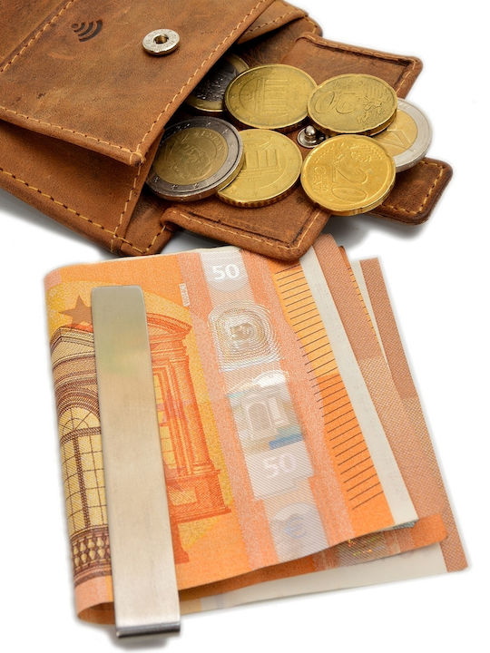 Portofel bărbătesc de piele pentru carduri cu RFID maro