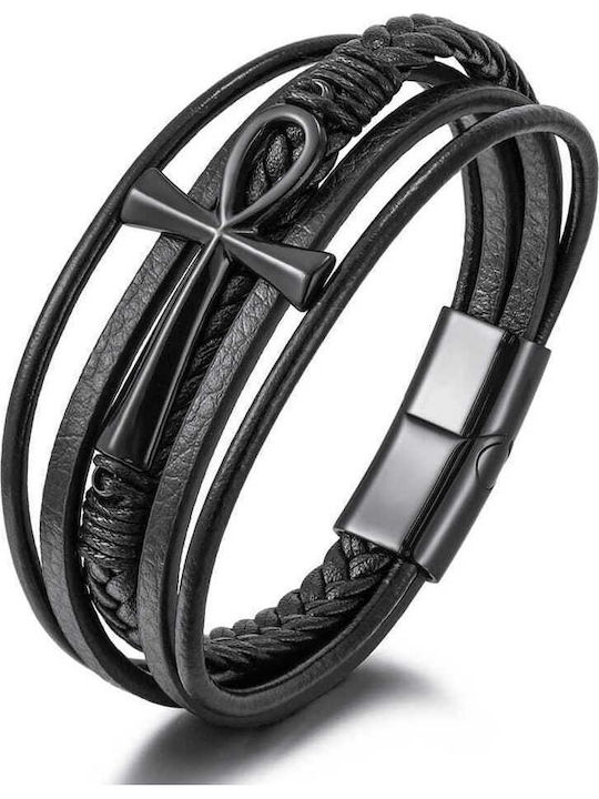 Toro Nero Brățară Pentru Bărbați Cu Design Cruce Din Piele Toro Nero Brățară Pentru Bărbați Cu Design Cruce Din Piele