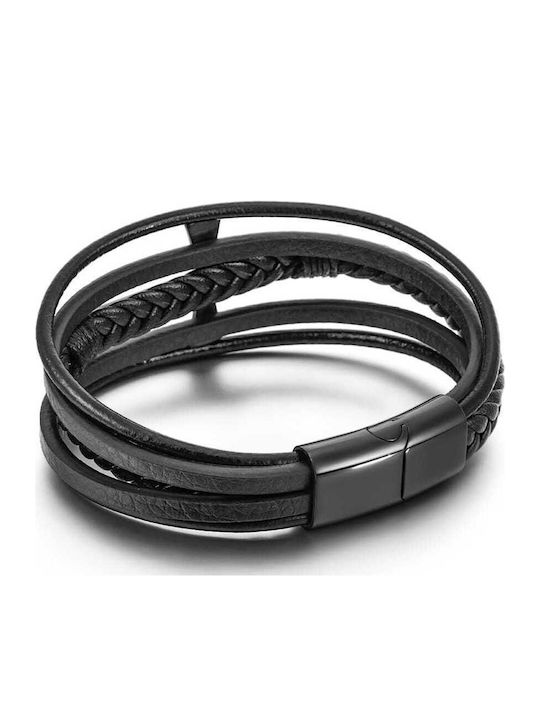 Toro Nero Brățară Pentru Bărbați Cu Design Cruce Din Piele
