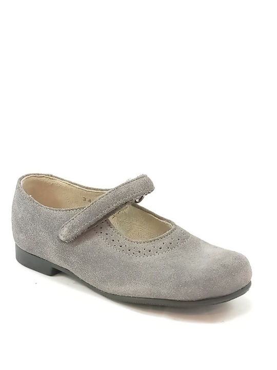 Kinder Pumps & Ballerinas mit Bügel- und Schleifenverschluss Leder Grau