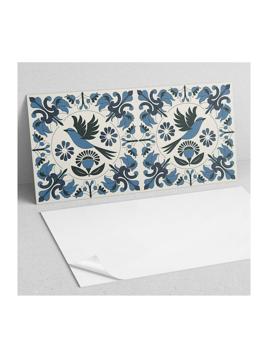 Selbstklebende Vinylkacheln Vogel Blumenmuster 10x40x20 cm