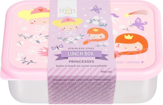 A Little Lovely Company Ανοξείδωτο Παιδικό Σετ Φαγητού 0.35lt Princesses + μπουκάλι νερού