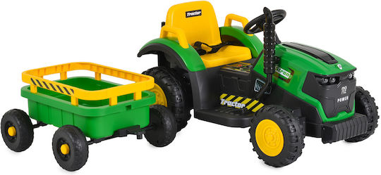 Kids Electric Tractor with Trailer 12 Volt Green for 3+ Years