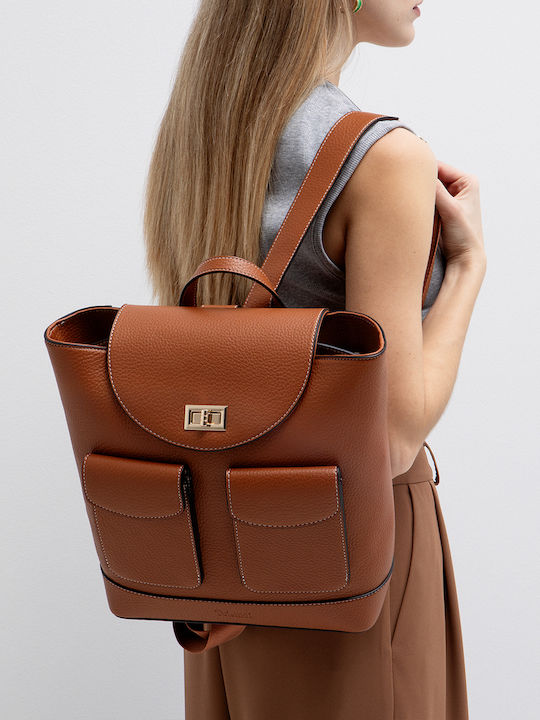 Leather Women's Backpack Bag Brown