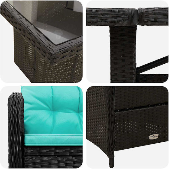 Set Sala De Mese Exterior 9 Piese Turcoaz Cu Perne