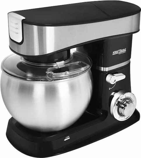 Kraft & Dele Mixer Planetar 2200W cu Bol din Inox 6lt Negru