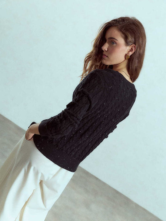 Celestino Cardigan Pentru Femei Tricotat Metalizat Negru