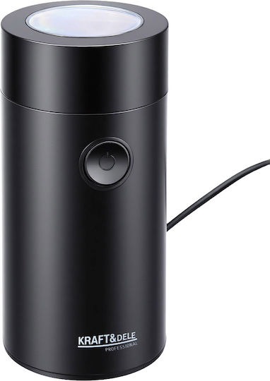 Kraft & Dele Râșniță Electrică de Cafea 200W cu Capacitate de 50gr Negru