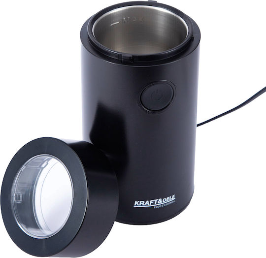 Kraft & Dele Râșniță Electrică de Cafea 200W cu Capacitate de 50gr Negru