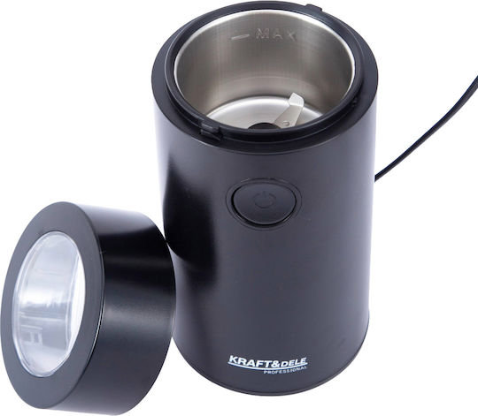 Kraft & Dele Râșniță Electrică de Cafea 200W cu Capacitate de 50gr Negru