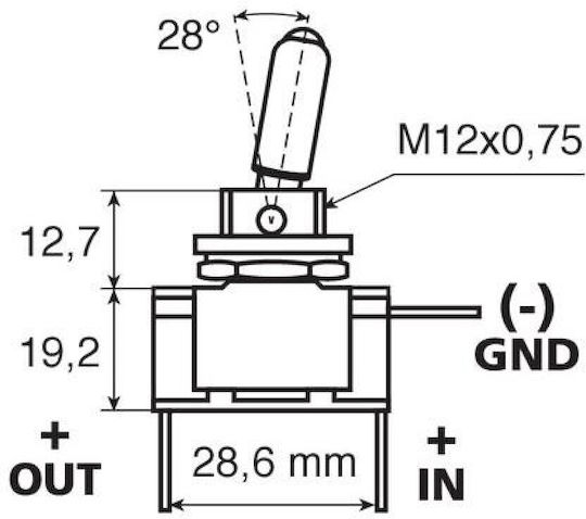 Lampa Διακόπτης On/Off Αυτοκινήτου Led 20A 12V Universal Μπλε