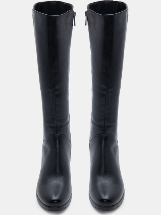 Suede Damenstiefel mit Mittlerem Absatz Schwarz