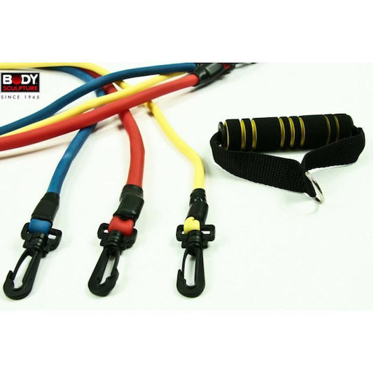 Body Sculpture Fitness Tubular Elastic Bands with Handles Set 3pcs Multicolored 43 CM 0.432m