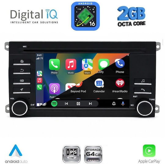 Digital IQ Car Audio System for Porsche Cayenne 2002-2011 (Bluetooth/USB/WiFi/GPS/Apple CarPlay/Android Auto) with 7" Touch Screen