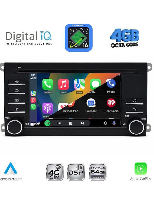 Digital IQ Car Audio System for Porsche Cayenne 2002-2011 Bluetooth USB WiFi GPS Apple CarPlay Android Auto with 7" Touch Screen