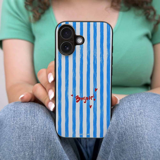Sonique Stripe Stories Serie Handyhülle Motorola Edge 20 5G Bonjour Blau