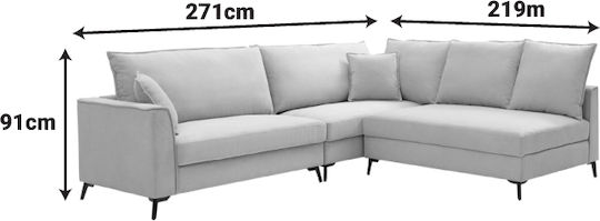 Almy Corner Sofa with Reversible Corner Beige 271x219x91cm