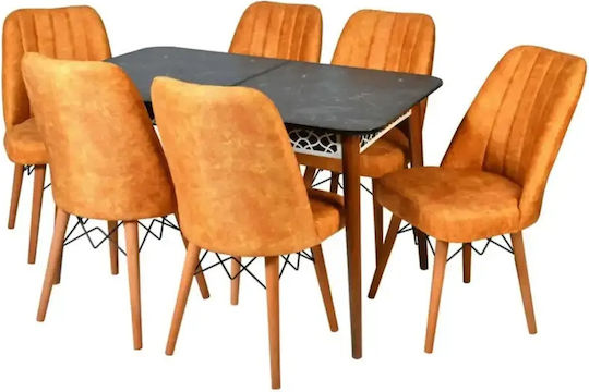 Scaun Sala De Mese Cu Material Textil Portocaliu