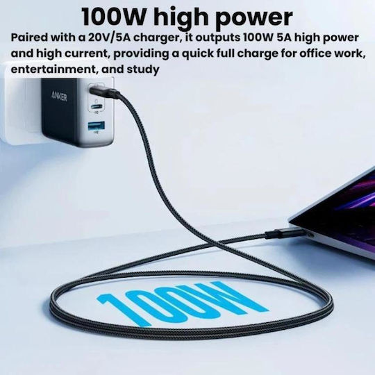 Anker Cablu Braided USB-C tată - USB-C 100W Negru