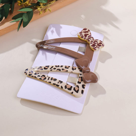 Coffee Leopard Series – Clame De Păr Triunghiulare Cu Clemă – 2 Bucăți