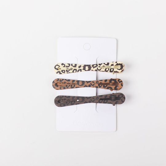 Seria Leopard Cafe Clame De Păr Formă 8 Metalice 3 Bucăți