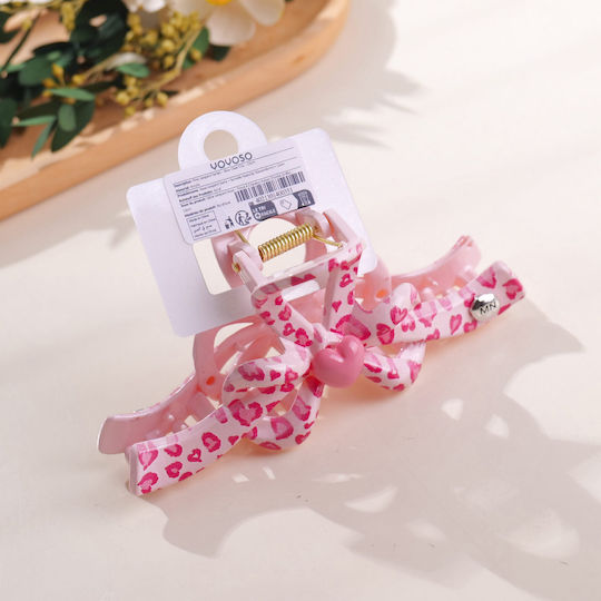 Seria Leopard Roz – Clamă De Păr Cu Fundiță – 13cm