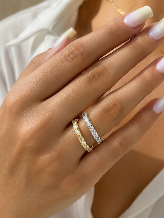 Verita Women's Half Eternity Band Silver Gold Plated