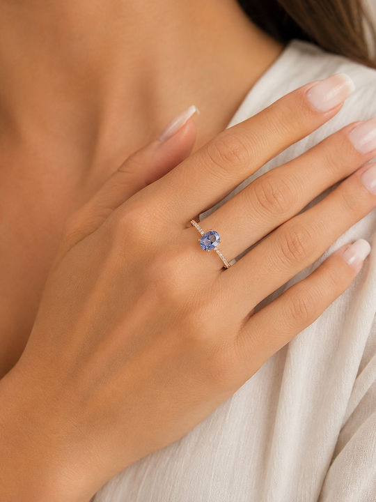 Verita Women's Ring with Zircon Made of Gold Plated Silver