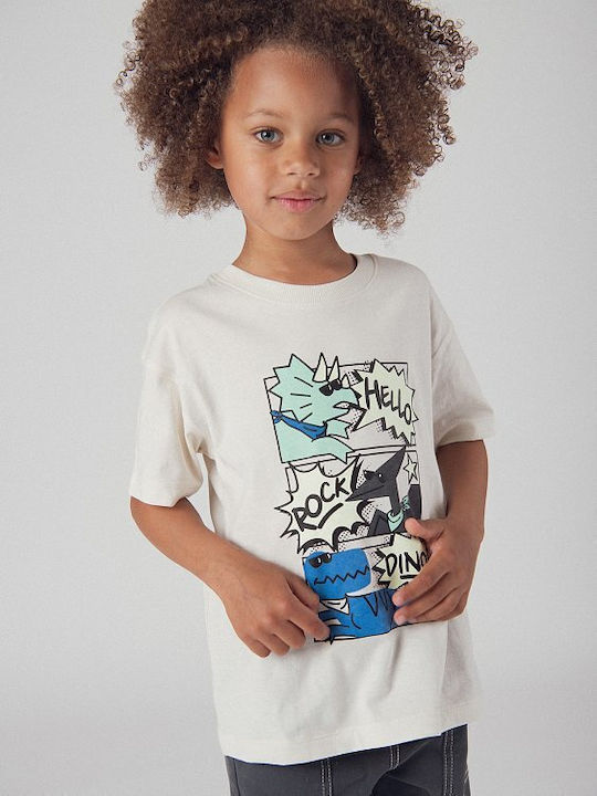 Kinderoberteil Kurzärmelig Weiß Rock Dinos