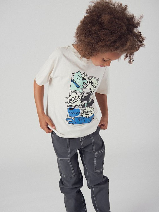 Kinderoberteil Kurzärmelig Weiß Rock Dinos
