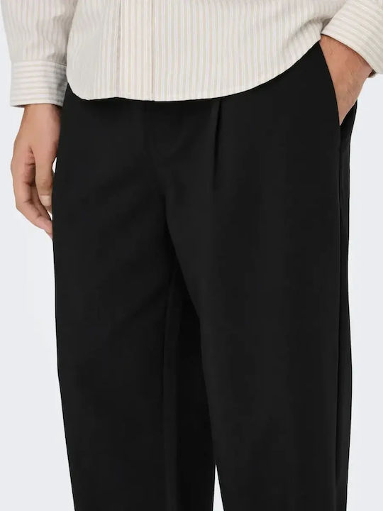 Herrenhosen Elastische Loose Passform Schwarz