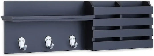 Wall Hanger Metal 3 Hooks Grey 60x10x15cm