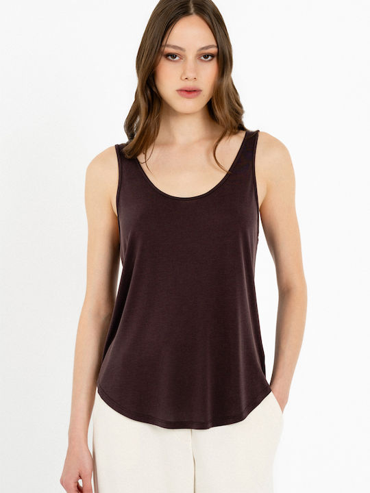 Damen Bluse Ärmellose Braune