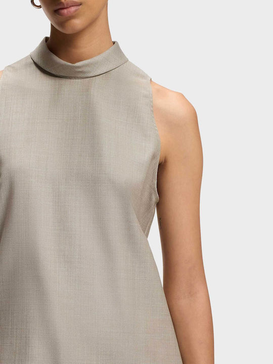 Damen Bluse Ärmellos Hellbeige