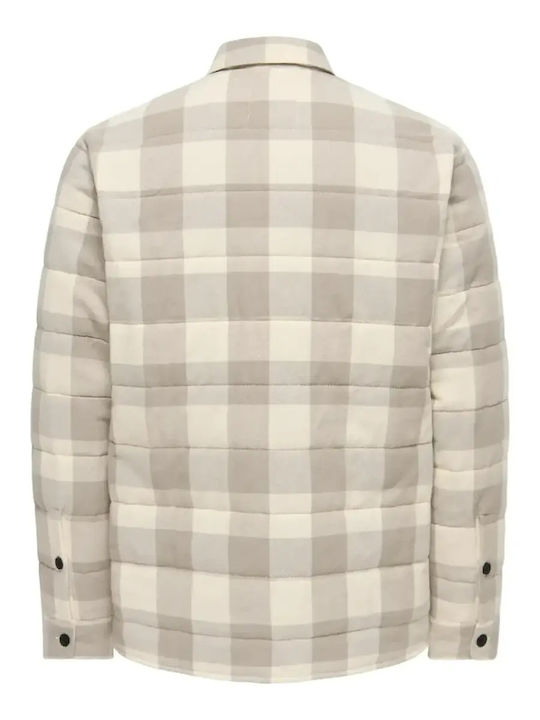 Μακρυμάνικo Βαμβακερό Overshirt σε Κανονική Γραμμή Antique White