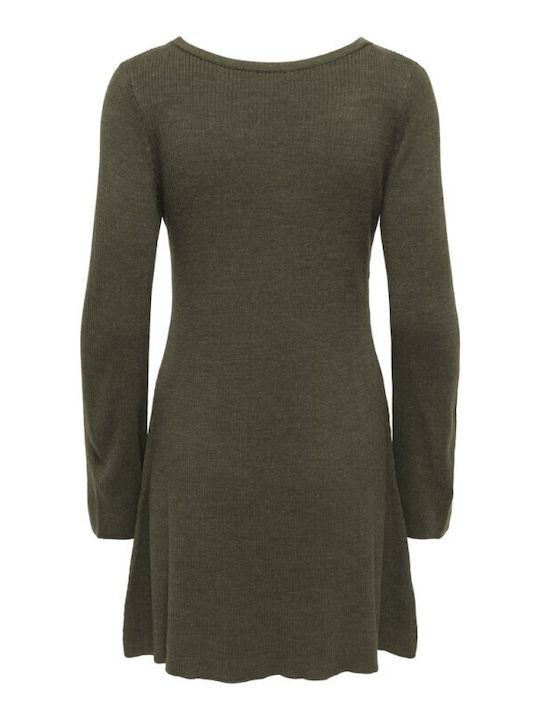 Mini Knitted T-Shirt Dress Burnt Olive