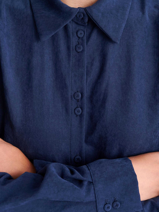 Langärmeliges Damenhemden Blau