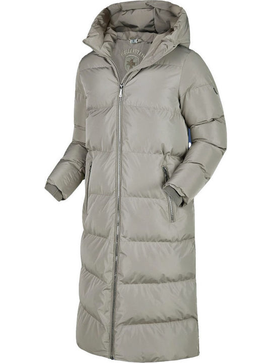 Extra Long Women's Puffer Jacket for Winter Grey-Beige