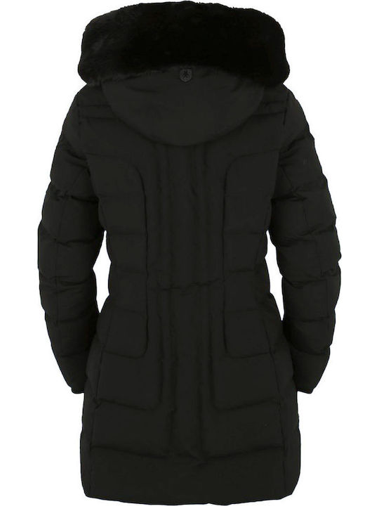 Belvitesse Long Women's Puffer Jacket for Winter Black