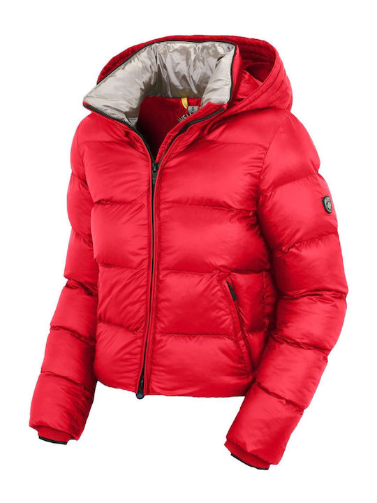 Goldmine Short Women's Puffer Jacket for Winter Red