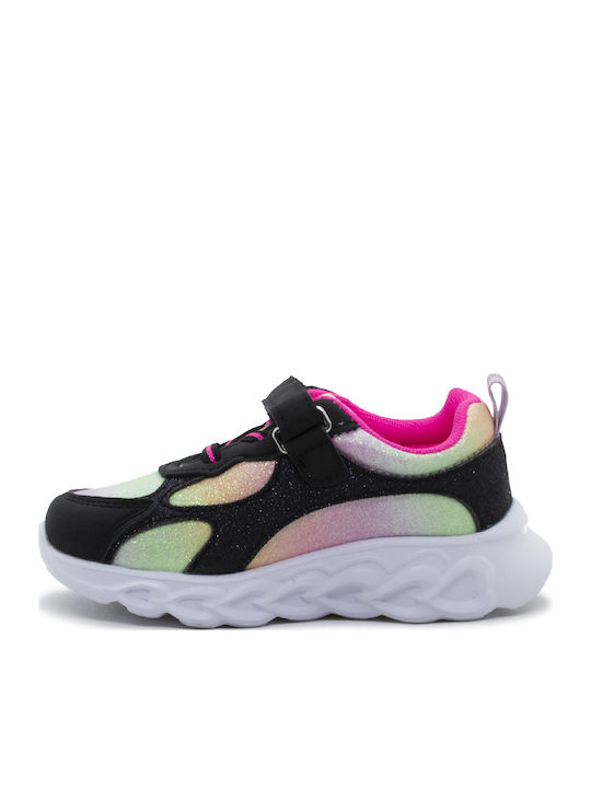 Kinder Sneaker mit Klettverschluss und Lichtern Schwarz