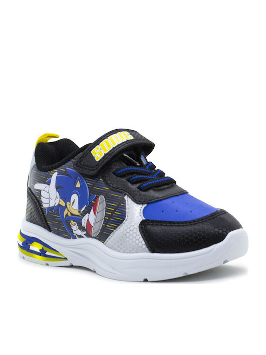 Kids Sneakers with Hoop & Loop Closure and Blue Lights